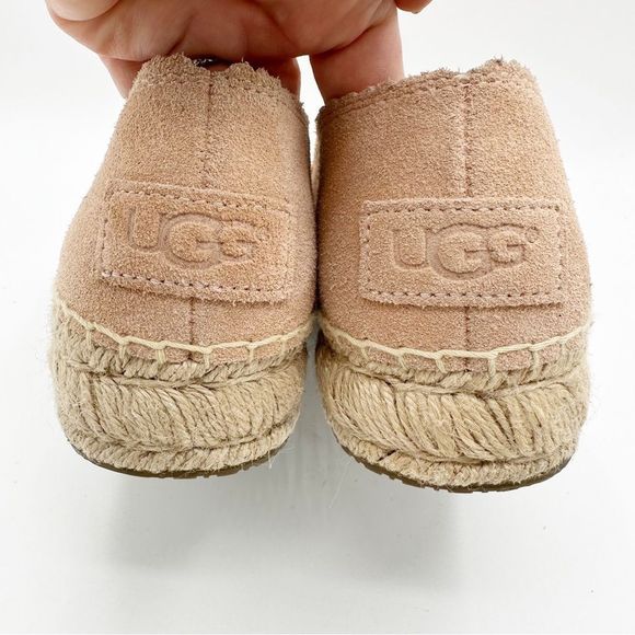 UGG Heidi Perforated Slip-On Espadrille Flat In Suntan Suede Pink Women’s Sz 9 - Picture 8 of 14